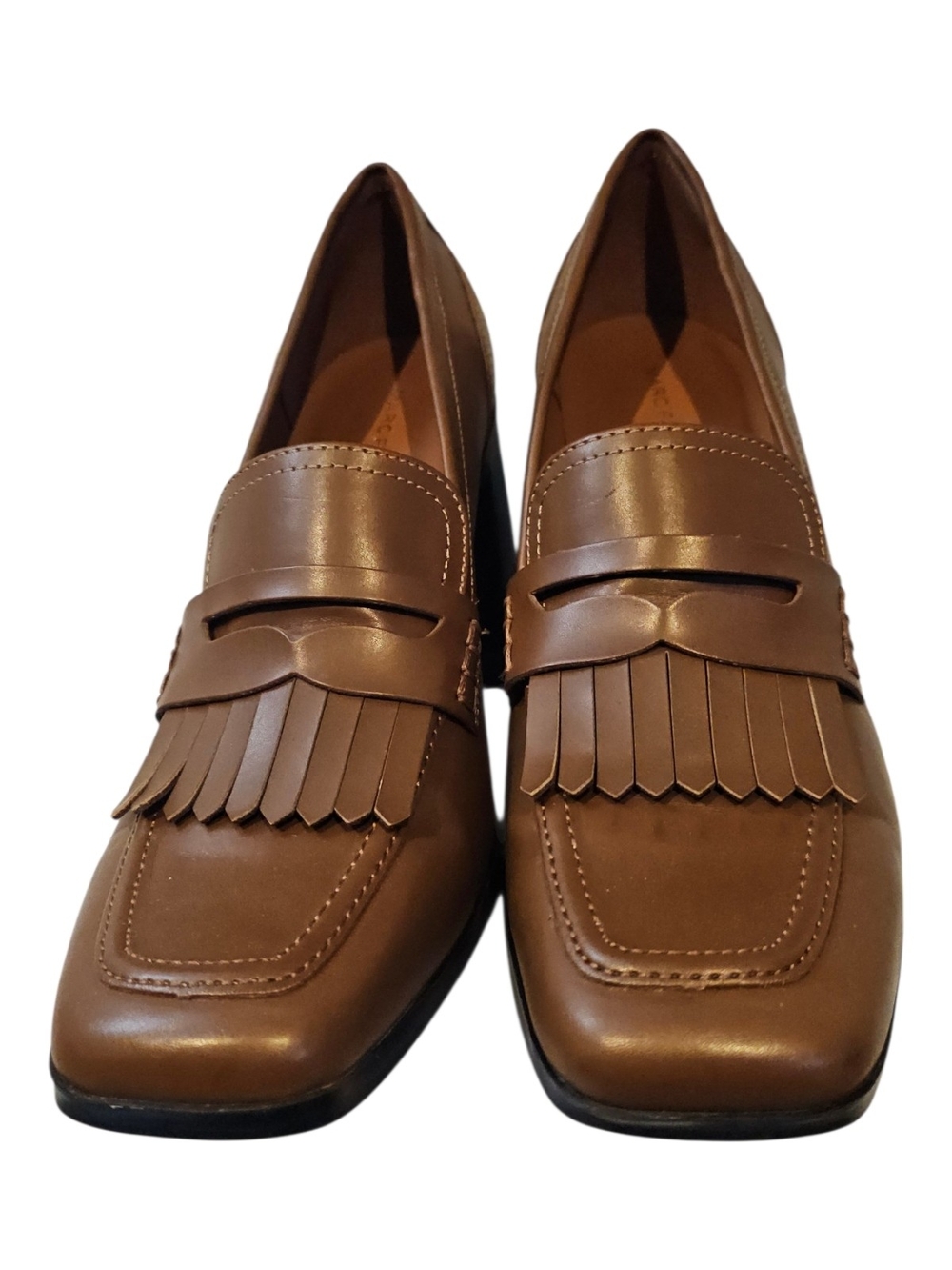 Marc Fisher Size 10 Hamish Block Heel Kiltie Penny Loafer Brown - Picture 4 of 14